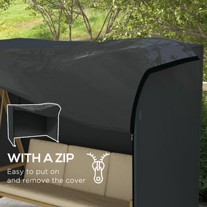 3 Seater Garden Swing Cover, Waterproof Swing Chair Cover, Windproof and Anti-UV 420D Outdoor Swing Bench Cover with Zip, 220 x 125 x 172cm, Black