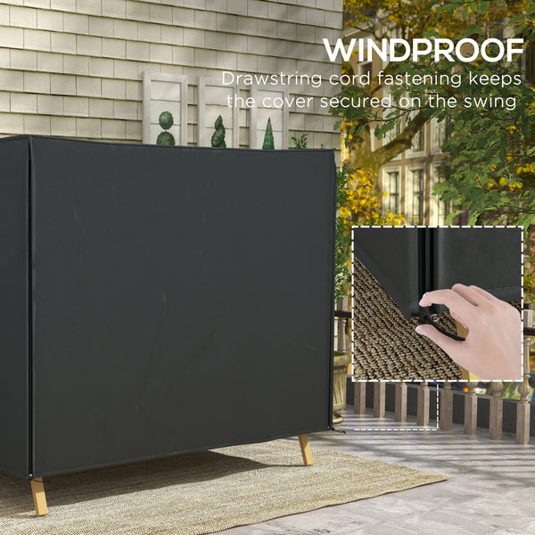 3 Seater Garden Swing Cover, Waterproof Swing Chair Cover, Windproof and Anti-UV 420D Outdoor Swing Bench Cover with Zip, 220 x 125 x 172cm, Black
