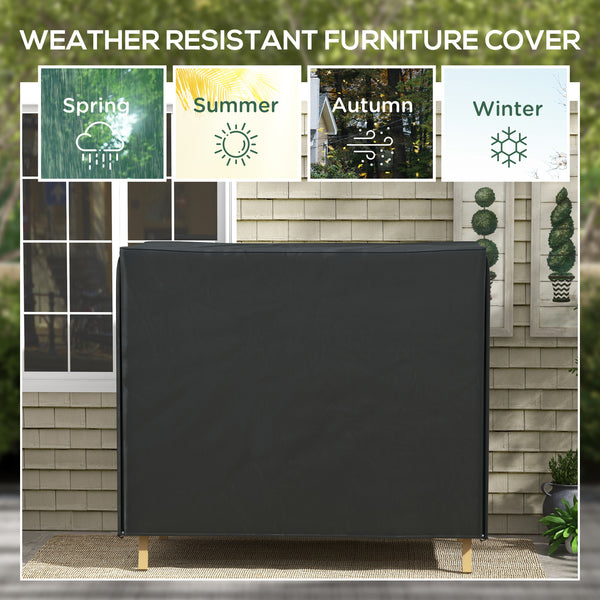 3 Seater Garden Swing Cover, Waterproof Swing Chair Cover, Windproof and Anti-UV 420D Outdoor Swing Bench Cover with Zip, 220 x 125 x 172cm, Black