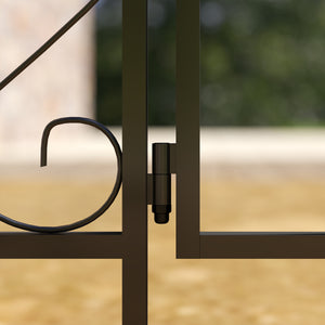 7.4ft Steel Garden Arch with Gate, Garden Arbor Trellis for Climbing Plants, Roses, Vines, Wedding Arch Stand for Outdoor, Garden, Lawn, Backyard, Black