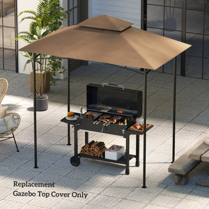 Outsunny Grill Gazebo Canopy Replacement Roof, UPF50+ Protected, 5' x 8' Outdoor BBQ Canopy Replacement Cover, Double Tiered Grill Canopy Replacement Cover, TOP COVER ONLY, Brown