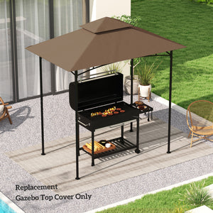 Outsunny Grill Gazebo Canopy Replacement Roof, UPF50+ Protected, 5' x 8' Outdoor BBQ Canopy Replacement Cover, Double Tiered Grill Canopy Replacement Cover, TOP COVER ONLY, Brown