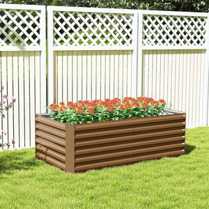 Galvanized Raised Garden Bed, 6' x 3' x 2' Outdoor Metal Planter Box, Standing Raised Bed for Growing Flowers, Herbs and Vegetables, Brown