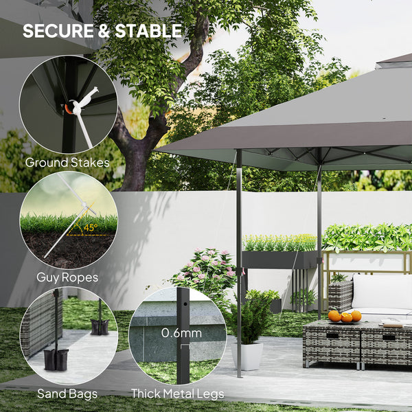 Outsunny 13' x 13' Pop Up Canopy Tent, UV50+ Instant Sun Shelter, Tents for Parties, Height Adjustable, with Wheeled Carry Bag and 4 Sand Bags for Outdoor, Garden, Patio, Light Gray