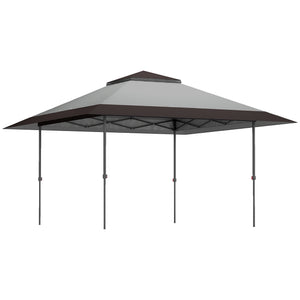 Outsunny 13' x 13' Pop Up Canopy Tent, UV50+ Instant Sun Shelter, Tents for Parties, Height Adjustable, with Wheeled Carry Bag and 4 Sand Bags for Outdoor, Garden, Patio, Light Gray