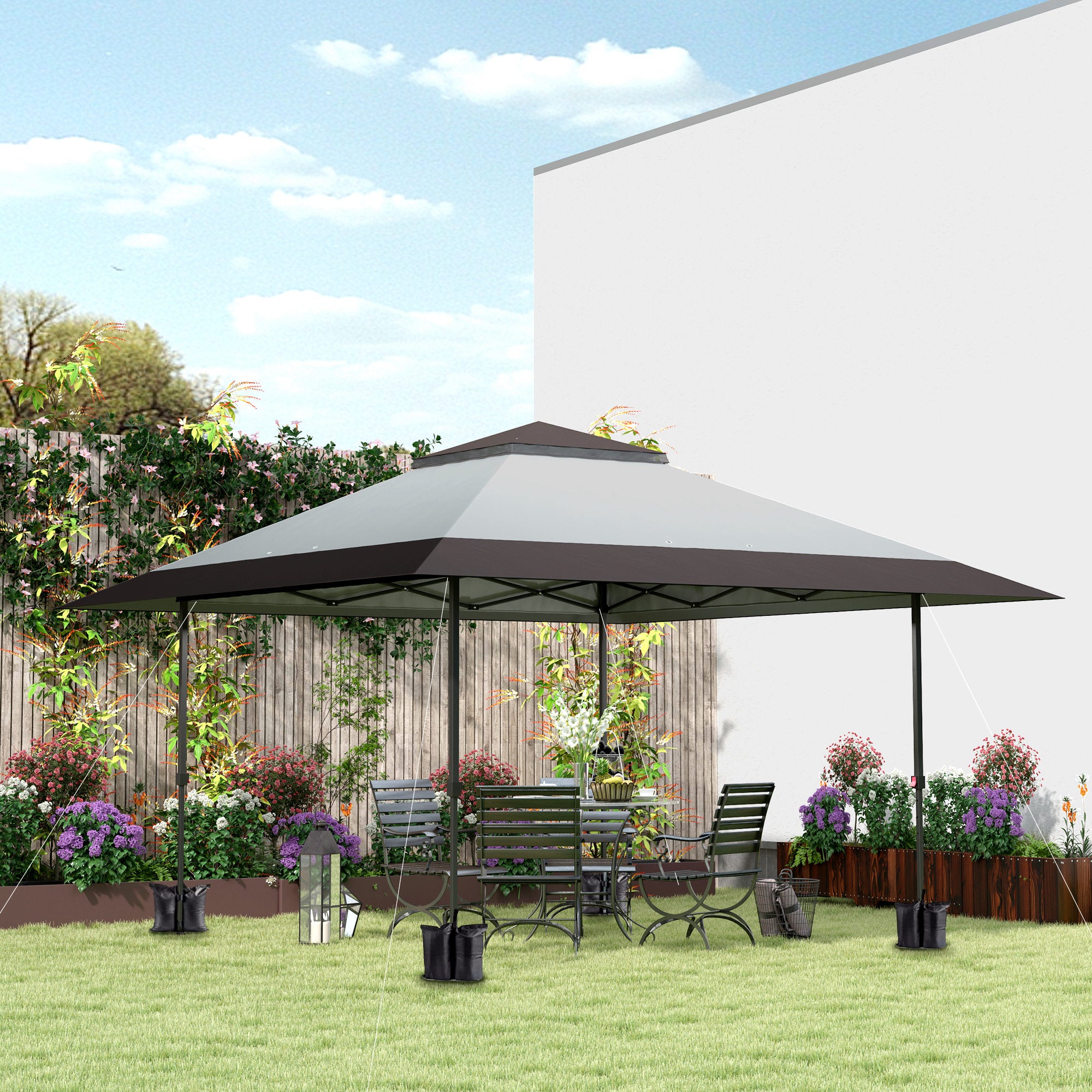 tents for the garden Outsunny 13' x 13' Pop Up Canopy Tent, UPF50+ Sun Protection