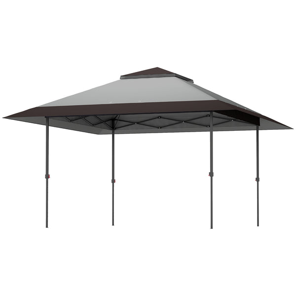 Outsunny 13' x 13' Pop Up Canopy Tent, UV50+ Instant Sun Shelter, Tents for Parties, Height Adjustable, with Wheeled Carry Bag and 4 Sand Bags for Outdoor, Garden, Patio, Light Gray