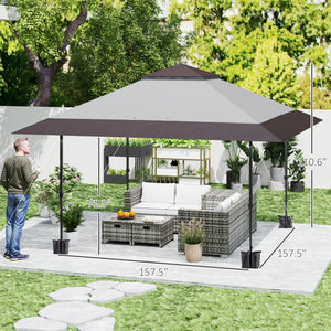 Outsunny 13' x 13' Pop Up Canopy Tent, UV50+ Instant Sun Shelter, Tents for Parties, Height Adjustable, with Wheeled Carry Bag and 4 Sand Bags for Outdoor, Garden, Patio, Light Gray