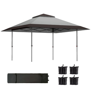 Outsunny 13' x 13' Pop Up Canopy Tent, UV50+ Instant Sun Shelter, Tents for Parties, Height Adjustable, with Wheeled Carry Bag and 4 Sand Bags for Outdoor, Garden, Patio, Light Gray