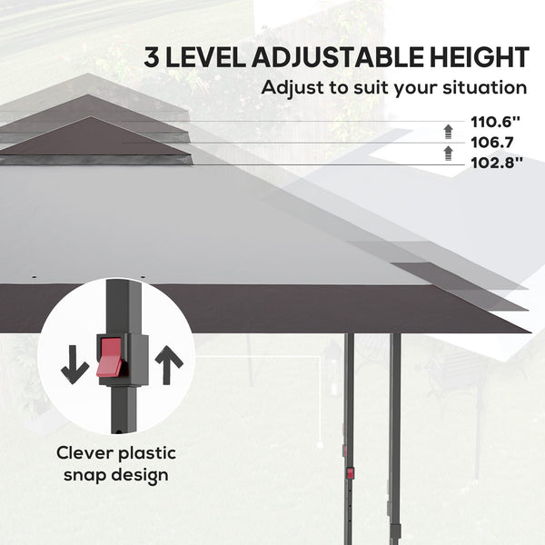 Outsunny 13' x 13' Pop Up Canopy Tent, UV50+ Instant Sun Shelter, Tents for Parties, Height Adjustable, with Wheeled Carry Bag and 4 Sand Bags for Outdoor, Garden, Patio, Light Gray