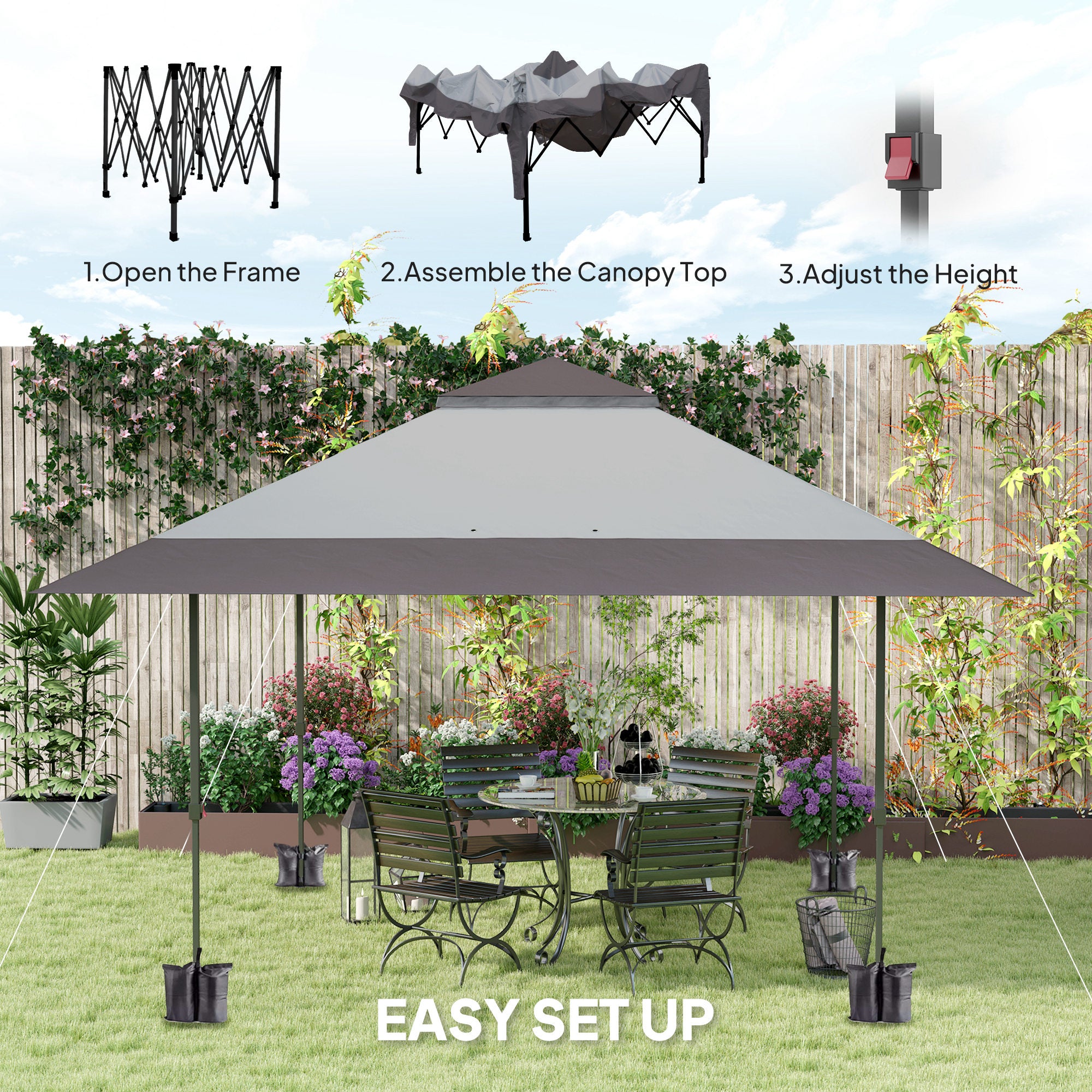 tents for the garden Outsunny 13' x 13' Pop Up Canopy Tent, UPF50+ Sun Protection