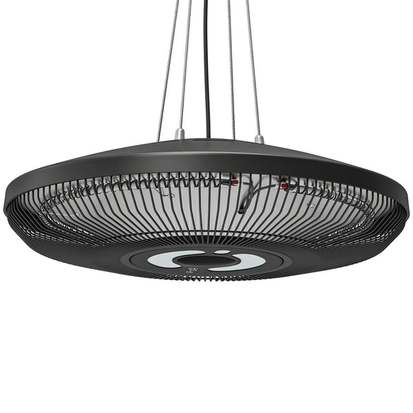 Hanging Electric Patio Heater with LED Light, 1000/2000 W IP65 Waterproof Ceiling Mounted Outdoor Infrared Heater with Touch/Remote Control, 24-Hour Timer, Black