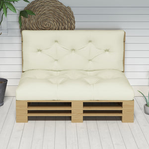 2 Seater 5" Thick Outdoor Seat Cushions with Back Cushion for Pallet, Loveseat Outdoor Furniture Cushions, Fade-Resistant Replacement Patio Cushions, Cream White