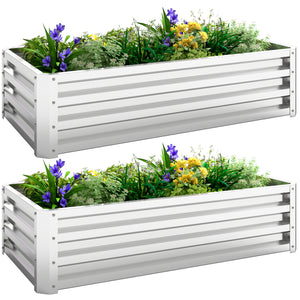 Galvanized Raised Garden Bed, 4' x 2' x 1' Metal Planter Box, for Growing Vegetables, Flowers, Herbs, Succulents, Silver
