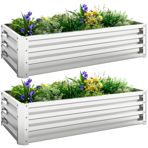 Galvanized Raised Garden Bed, 4' x 2' x 1' Metal Planter Box, for Growing Vegetables, Flowers, Herbs, Succulents, Silver