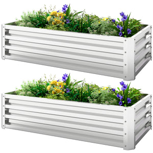 Galvanized Raised Garden Bed, 4' x 2' x 1' Metal Planter Box, for Growing Vegetables, Flowers, Herbs, Succulents, Silver