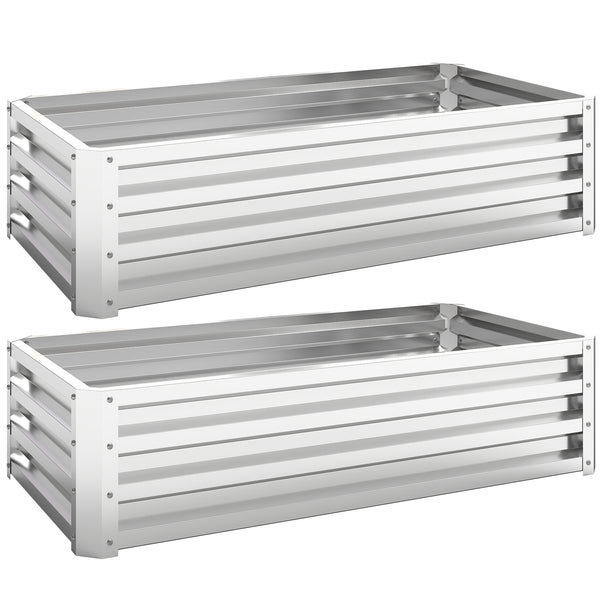 Galvanized Raised Garden Bed, 4' x 2' x 1' Metal Planter Box, for Growing Vegetables, Flowers, Herbs, Succulents, Silver
