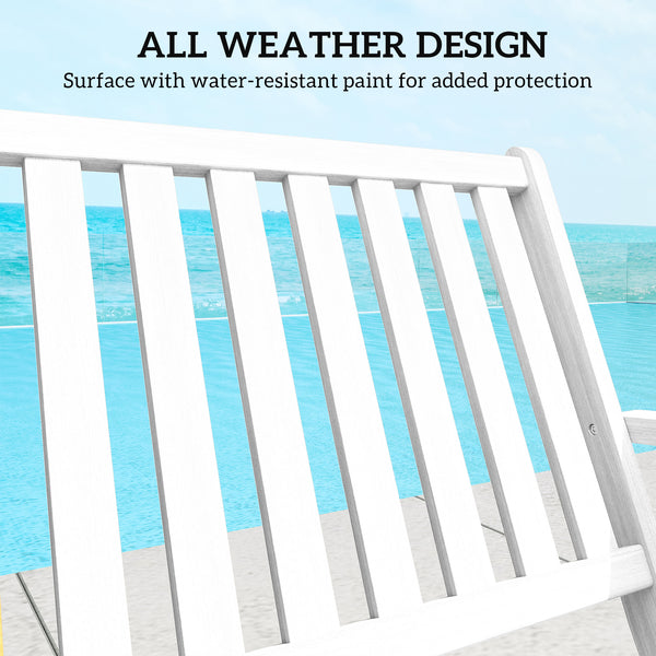 Outdoor Bench, 46.5 inches Foldable Acacia Wood Loveseat with Backrest and Armrests, 705 lbs. Weight Capacity Garden Bench for Outdoors, Patio, Porch, Park, White