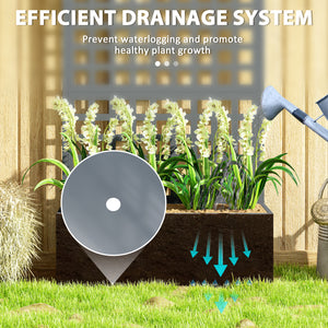 Galvanized Raised Garden Bed with Trellis, 35"x16"x70" Metal Planter Box with Drainage Holes, Outdoor Privacy Screen for Climbing Plant Vegetable Vine, Grey Wood Effect