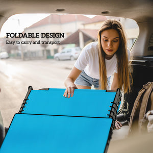 Folding Chaise Lounge with 5-level Reclining Back, Tanning Chair with Face Hole, Outdoor Lounge Chair with Side Pocket & Headrest for Beach, Yard, Patio, Blue