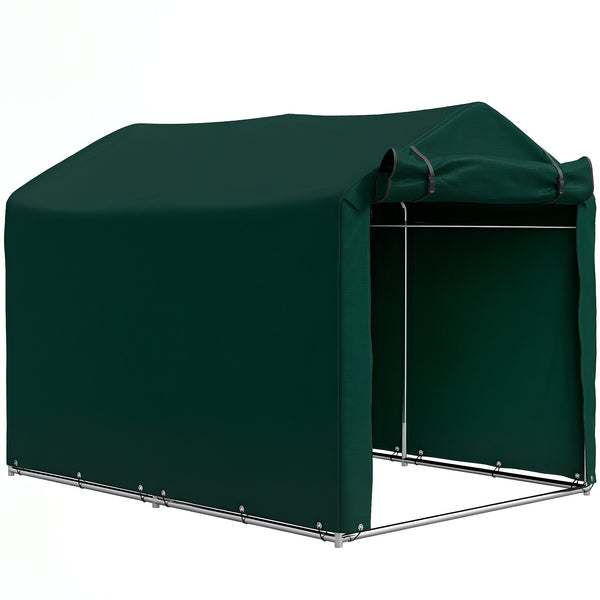 7' x 5' Garden Storage Tent, UV Resistant Bike Shed, Patio Storage Shelter with Roll-up Zipper Door, Outdoor Waterproof Carport Shelter for Bike, Motorcycle, Dark Green