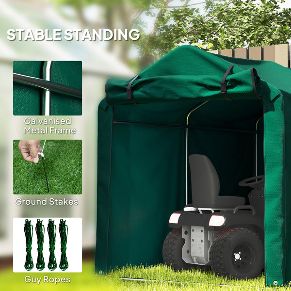 7' x 5' Garden Storage Tent, UV Resistant Bike Shed, Patio Storage Shelter with Roll-up Zipper Door, Outdoor Waterproof Carport Shelter for Bike, Motorcycle, Dark Green