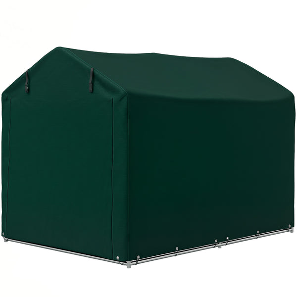 7' x 5' Garden Storage Tent, UV Resistant Bike Shed, Patio Storage Shelter with Roll-up Zipper Door, Outdoor Waterproof Carport Shelter for Bike, Motorcycle, Dark Green