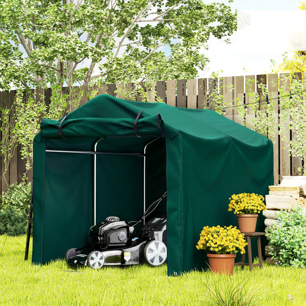 7' x 5' Garden Storage Tent, UV Resistant Bike Shed, Patio Storage Shelter with Roll-up Zipper Door, Outdoor Waterproof Carport Shelter for Bike, Motorcycle, Dark Green