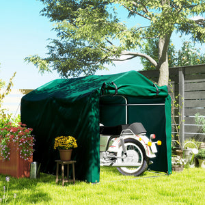 7' x 5' Garden Storage Tent, UV Resistant Bike Shed, Patio Storage Shelter with Roll-up Zipper Door, Outdoor Waterproof Carport Shelter for Bike, Motorcycle, Dark Green