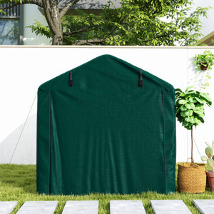 7' x 5' Garden Storage Tent, UV Resistant Bike Shed, Patio Storage Shelter with Roll-up Zipper Door, Outdoor Waterproof Carport Shelter for Bike, Motorcycle, Dark Green