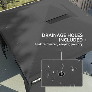 10 x 10 FT Canopy Gazebo, Double Roof Outdoor Gazebo with Screen Panels and Metal Frame, Patio Gazebo for Poolside, Garden, Deck, Backyard, Dark Grey