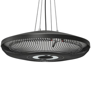 Electric Hanging Patio Heater with LED Light, 750/1500 W IP65 Waterproof Ceiling Mounted Infrared Outdoor Heater with Carbon Fiber Tubes, Touch/Remote Control, 24-Hour Timer for Gazebo, Black