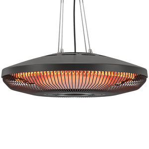 Electric Hanging Patio Heater with LED Light, 750/1500 W IP65 Waterproof Ceiling Mounted Infrared Outdoor Heater with Carbon Fiber Tubes, Touch/Remote Control, 24-Hour Timer for Gazebo, Black