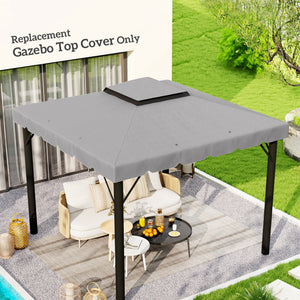 10' x 10' Gazebo Replacement Canopy, Gazebo Top Cover with Double Vented Roof for Outsunny 9.7' x 9.7' Frame for Garden Patio Outdoor (TOP ONLY), Light Gray
