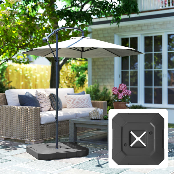 2-Piece Cantilever Offset Patio Umbrella Base Weight Set, 231 lb Heavy Duty Fillable Outdoor Offset Umbrella Weights with Easy-Fill Spouts for Water or Sand for Garden, Backyard, Black