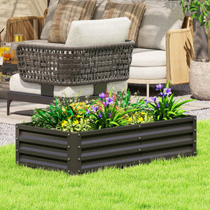 4' x 2' x 1' Raised Garden Bed, Galvanized Steel Planter Box for Vegetables, Flowers, Herbs, Black
