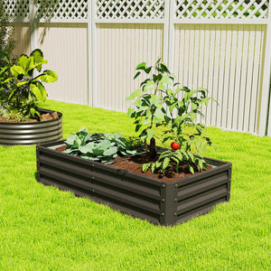 4' x 2' x 1' Raised Garden Bed, Galvanized Steel Planter Box for Vegetables, Flowers, Herbs, Black