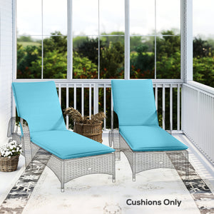 Outdoor Lounge Chair Cushion Set of 2, UPF50+ 200gsm Fabric and 25D High-Density Foam, Foldable Patio Chaise Lounge Cushion Set, Fade Resistant for Lawn Pool, 76" x 23", Light Blue