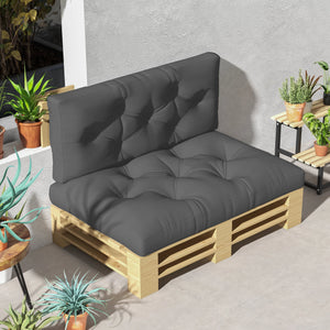 2 Seater Outdoor Seat Cushions Back Cushion for Pallet, Water Repellent Seat Pads, Charcoal Grey