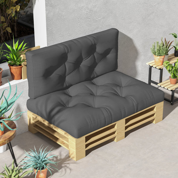 2 Seater Outdoor Seat Cushions Back Cushion for Pallet, Water Repellent Seat Pads, Charcoal Grey