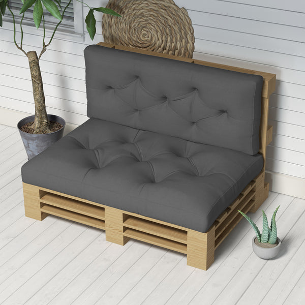 2 Seater Outdoor Seat Cushions Back Cushion for Pallet, Water Repellent Seat Pads, Charcoal Grey
