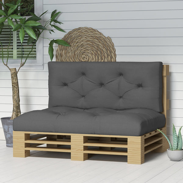 2 Seater Outdoor Seat Cushions Back Cushion for Pallet, Water Repellent Seat Pads, Charcoal Grey