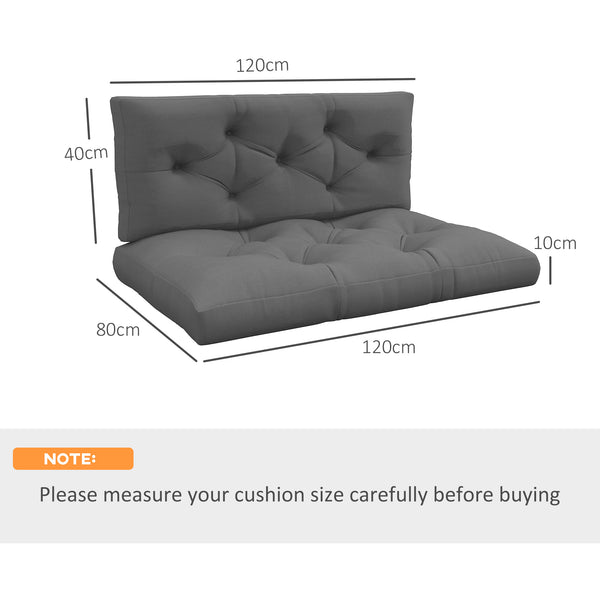 2 Seater Outdoor Seat Cushions Back Cushion for Pallet, Water Repellent Seat Pads, Charcoal Grey
