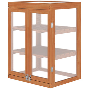 Wooden 2 Tier Cold Frame Greenhouse Polycarbonate Plant Grow House Portable Garden, Orange