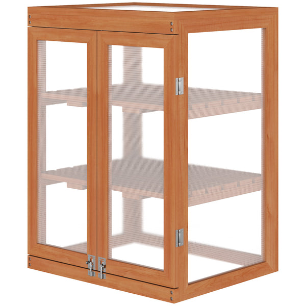 Wooden 2 Tier Cold Frame Greenhouse Polycarbonate Plant Grow House Portable Garden, Orange