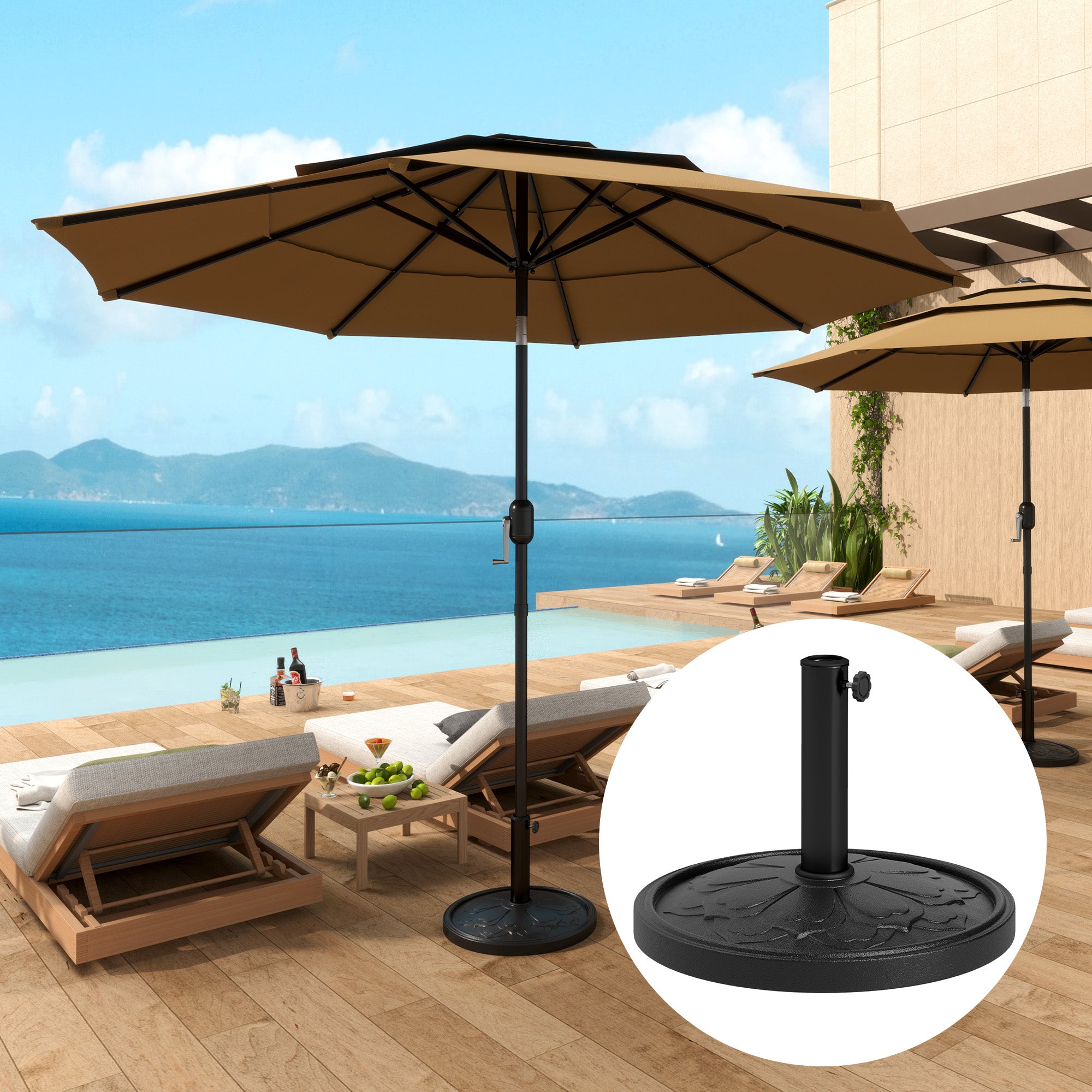 Outsunny Patio Umbrella Base for Outdoor & Poolside Umbrellas Outsunny Patio Umbrella Base for Outdoor & Poolside Umbrellas