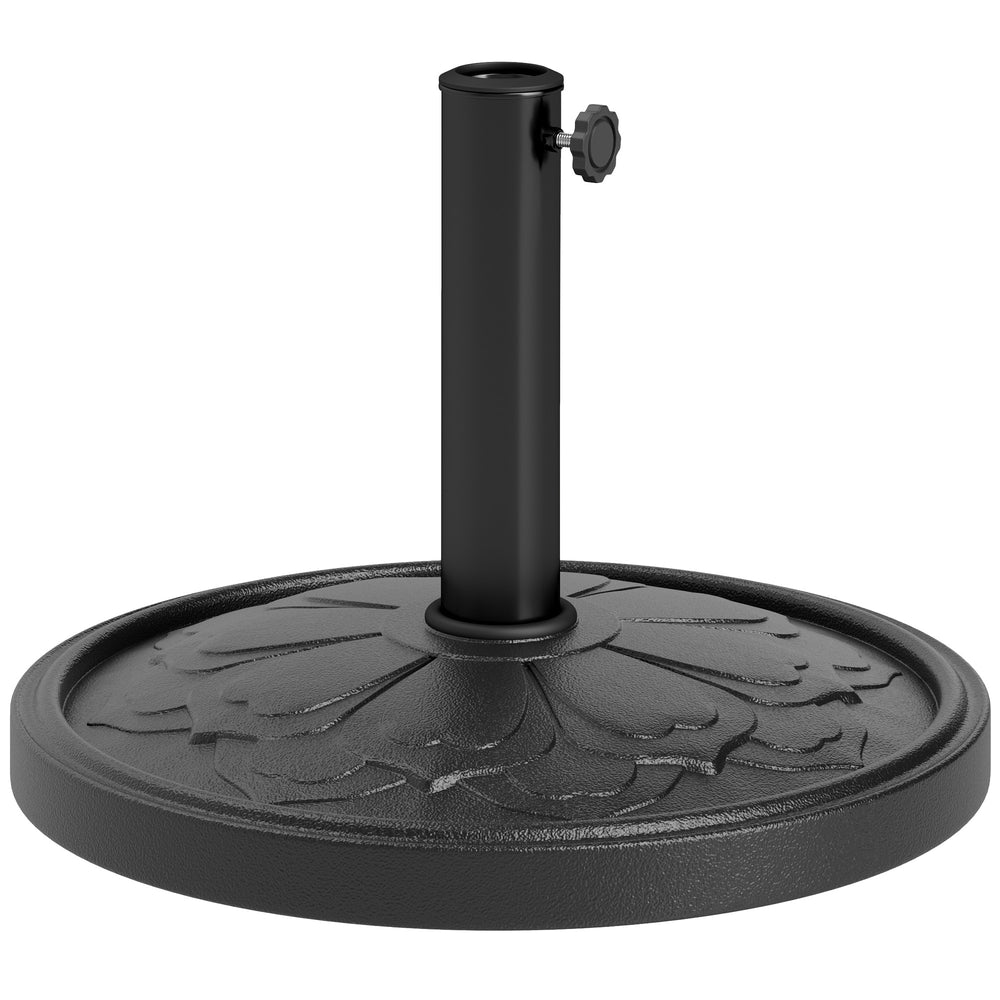 Outsunny Round Patio Umbrella Base, 26 lbs Resin Outdoor Umbrella Stand Base, Patio Umbrella Stand for 1.3"/1.5"/1.9" Umbrella Poles for Outdoor, Lawn, Poolside, Black