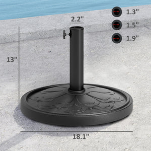 Outsunny Round Patio Umbrella Base, 26 lbs Resin Outdoor Umbrella Stand Base, Patio Umbrella Stand for 1.3"/1.5"/1.9" Umbrella Poles for Outdoor, Lawn, Poolside, Black