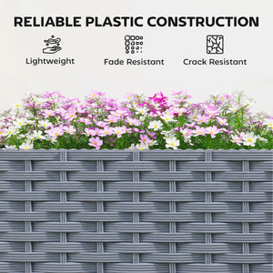 Planter Box with Trellis, Self Watering Raised Garden Bed with Lockable Wheels, 56.3" Trellis Privacy Planter with Drainage Holes for Climbing Plants, Vines, Vegetables, Flowers, Gray