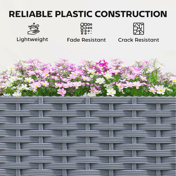 Planter Box with Trellis, Self Watering Raised Garden Bed with Lockable Wheels, 56.3" Trellis Privacy Planter with Drainage Holes for Climbing Plants, Vines, Vegetables, Flowers, Gray